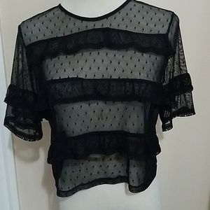 Small/medium shirt black Swiss dot lace forever21